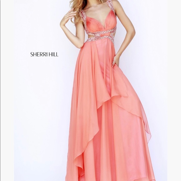 Sherri Hill Dresses & Skirts - NWT Sherri Hill Melon Formal Dress with Cut Outs